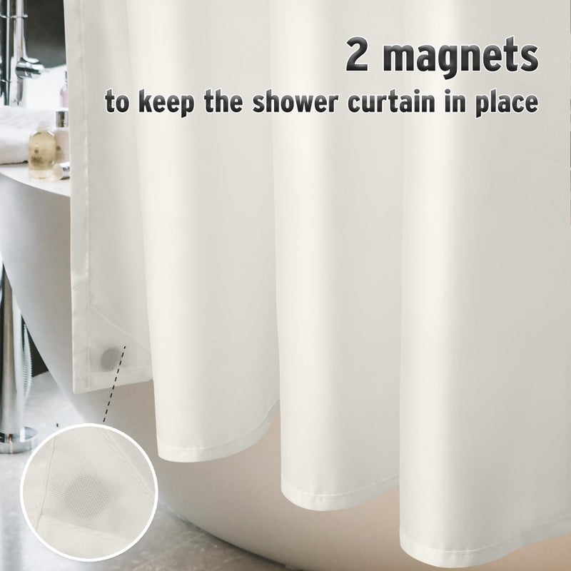 Titanker Fabric Shower Curtain Liner Washable, 70 x 72 Inches, Cream Shower Liner Fabric with 2 Magnets, Bathroom Polyester Shower Liner Waterproof Soft Lightweight, Cream - Image 4